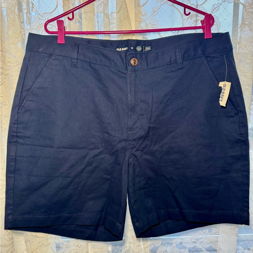 Old Navy Blue Flat Front Shorts Versatile Style